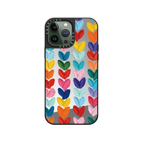 Kryt se zrcadlovým povrchem pro iPhone 12 / 12 Pro, barevná srdce
